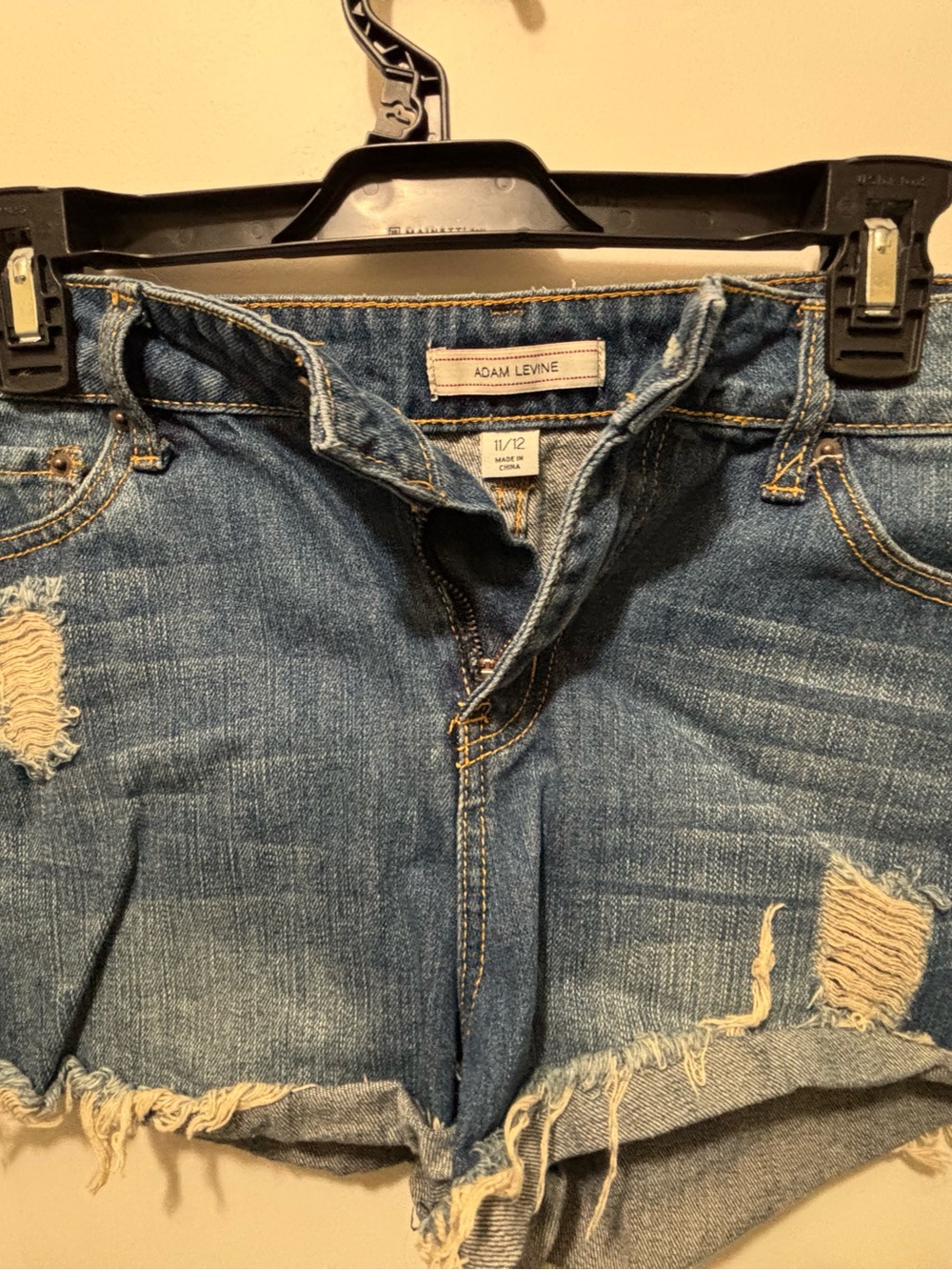 Adam Levine Collection Distressed Denim Shorts in Medium Blue